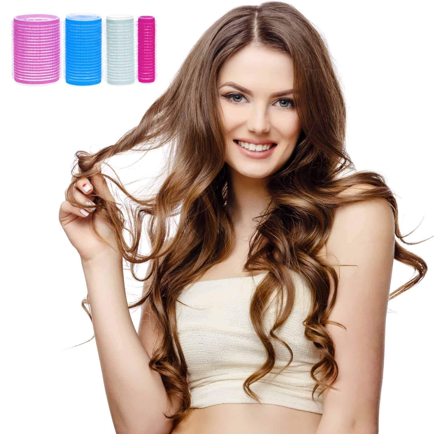 image:imageAnezus SelfGrip Rollers Set  60 Pcs Multicolored Curlers and Clips for HairstylingMulticolored