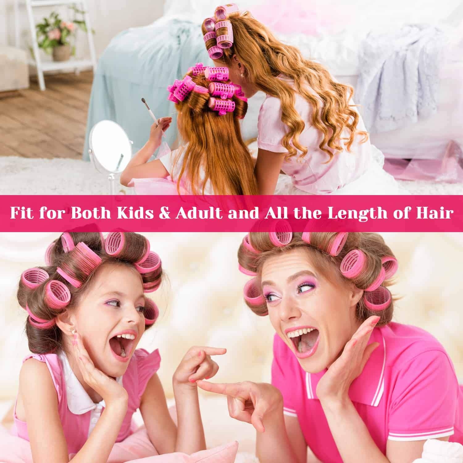 image:imageAnezus SelfGrip Rollers Set  60 Pcs Multicolored Curlers and Clips for HairstylingMulticolored