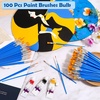 image:image200 Pcs Small Paint Brushes Bulk Anezus Detail Paint Brushes Fine Brushes with Flat and Round Tip Acrylic Brushes Set for Classroom Water Color Pumpkin Canvas Painting Touch UpMixed50Flat50Fine
