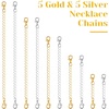 image:imageAnezus 10Pcs Necklace and Bracelet Extenders Silver Chain Extenders for Jewelry Making Assorted SizesSilver and Gold