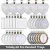 image:imageAnezus 60Pcs Pendant Trays Bezel Pendant Trays Blanks with Glass Cabochons for Pendants Making and Jewelry Making 5 Styles
