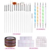 image:imageAnezus Nail Art Brushes Nail Art Painting Polish Design Tools Set with 15Pcs Nail Gel Brushes 5Pcs Nail Dotting Pen 30 Colors Nail Striping Tape and 36 Sheets Nail Stencils French Tip Guides Sticker
