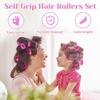 image:imageAnezus SelfGrip Rollers Set  60 Pcs Multicolored Curlers and Clips for HairstylingHot Pink