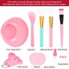 image:imageanezus 11 Pcs DIY Facial mask Mixing Tool Kit with Bowl Stick Spatula Silicone Brush Spray Bottle Puff Soaking Bottle Gauges PinkPink