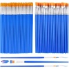 image:image200 Pcs Small Paint Brushes Bulk Anezus Detail Paint Brushes Fine Brushes with Flat and Round Tip Acrylic Brushes Set for Classroom Water Color Pumpkin Canvas Painting Touch UpMixed50Flat50Fine