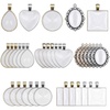 image:imageAnezus 60Pcs Pendant Trays Bezel Pendant Trays Blanks with Glass Cabochons for Pendants Making and Jewelry Making 5 Styles