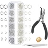 image:imageAnezus Jump Rings for Jewelry Making Supplies with Jump Ring Pliers 1200Pcs Dull Silver and Bright Silver