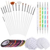 image:imageAnezus Nail Art Brushes Nail Art Painting Polish Design Tools Set with 15Pcs Nail Gel Brushes 5Pcs Nail Dotting Pen 30 Colors Nail Striping Tape and 36 Sheets Nail Stencils French Tip Guides Sticker