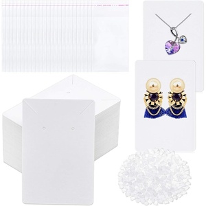 image:imageAnezus 100 Pcs Earring Display Cards with 200 Earring Backs and 100 SelfSealing Bags for Earrings Necklace amp Jewelry Display Kraft Color 35x24 InchesWhite