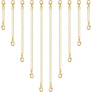 image:imageAnezus 10Pcs Necklace and Bracelet Extenders Silver Chain Extenders for Jewelry Making Assorted SizesGold