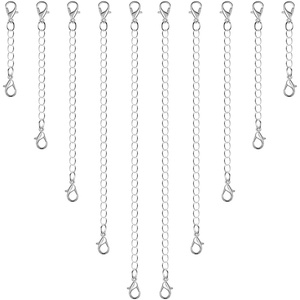 image:imageAnezus 10Pcs Necklace and Bracelet Extenders Silver Chain Extenders for Jewelry Making Assorted SizesSilver