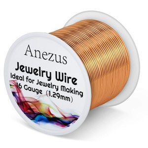 image:imageAnezus 16 Gauge Jewelry Wire 11 Yards Craft Wire Tarnish Resistant Copper Wire for Jewelry Making Wire Wrapping and CraftingSilverCopper