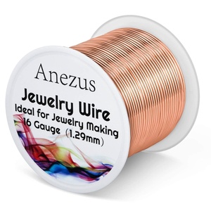 image:imageAnezus 16 Gauge Jewelry Wire 11 Yards Craft Wire Tarnish Resistant Copper Wire for Jewelry Making Wire Wrapping and CraftingSilverRose Gold