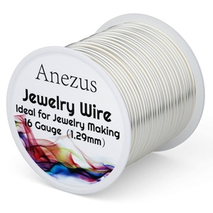 image:imageAnezus 16 Gauge Jewelry Wire 11 Yards Craft Wire Tarnish Resistant Copper Wire for Jewelry Making Wire Wrapping and CraftingSilverSilver
