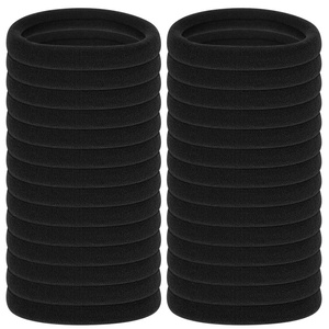 image:imageAnezus 50 Pcs Thick Black Hair Ties Large Hair Elastics Bulk Hair Ties Stretch Hair Bands Ponytail Holders for Thick Heavy and Curly Hair Neutral ColorsBlack