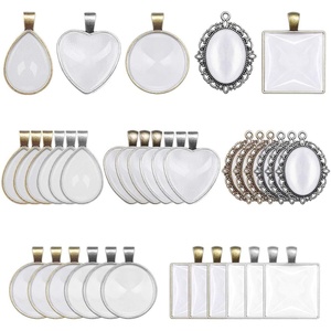 image:imageAnezus 60Pcs Pendant Trays Bezel Pendant Trays Blanks with Glass Cabochons for Pendants Making and Jewelry Making 5 Styles