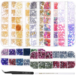 image:imageAnezus 7 Boxes Nail Rhinestones Nail Art Supplies Nail Studs 3D Nail Gems Jewels with Pickup Tools for Nails Decoration Makeup Clothes Shoes