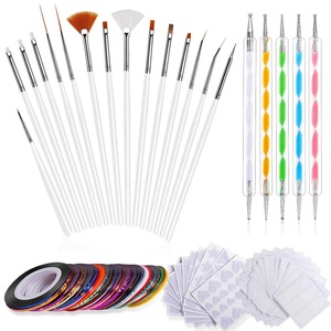 image:imageAnezus Nail Art Brushes Nail Art Painting Polish Design Tools Set with 15Pcs Nail Gel Brushes 5Pcs Nail Dotting Pen 30 Colors Nail Striping Tape and 36 Sheets Nail Stencils French Tip Guides Sticker