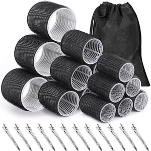 image:imageAnezus SelfGrip Rollers Set  60 Pcs Multicolored Curlers and Clips for HairstylingBlack