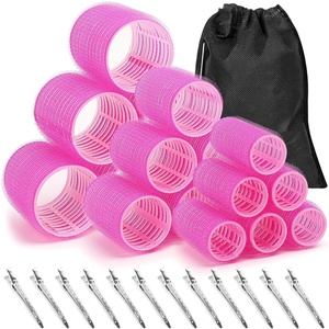 image:imageAnezus SelfGrip Rollers Set  60 Pcs Multicolored Curlers and Clips for HairstylingHot Pink