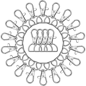 image:imageKey Chain Clip Hook Anezus D Ring Clip Keychain Lanyard Swivel Snap Hooks Clip on Key Ring for Crafts and Purse Hardware 34 inchSilver