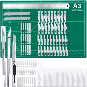 image:imageSelf Healing Cutting Mat for Sewing Anezus 12 x 18 Cutting Mat Craft Knife Kit with Sewing Mat Craft Knife and SK5 Carving Blades Retractable Utility Knife Steel Ruler for Sewing Rotary Cutter
