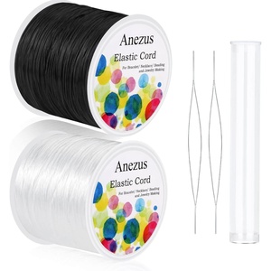 image:imageStretchy String for Bracelets Anezus 2Pcs Elastic String Jewelry Bead Cord with Large Eye Beading Needles for Seed Beads Pony Beads Clay Beads Bracelet Necklace and Jewelry Making Black amp White