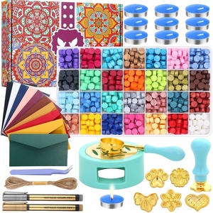 image:imageUpgraded Wax Seal Stamp Kit Anezus 790pcs Sealing Stamp Kit with Wax Seal Beads Stamps Warmer Vintage Envelopes and Gift Box for Letter Sealing Invitation Cards Craft DecorationUpgraded Wax Seal Kit