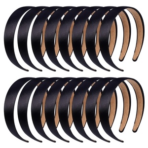 image:imageanezus 16 Pcs Satin Headbands Bulk 1 Inch Antislip Black Ribbon Hair Bands Plain Hard Headbands for Women Girls DIY Craft Hair Accessories BlackBlack