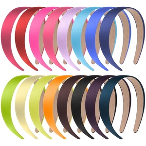 image:imageanezus 16 Pcs Satin Headbands Bulk 1 Inch Antislip Black Ribbon Hair Bands Plain Hard Headbands for Women Girls DIY Craft Hair Accessories BlackMulticolor