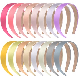 image:imageanezus 16 Pcs Satin Headbands Bulk 1 Inch Antislip Black Ribbon Hair Bands Plain Hard Headbands for Women Girls DIY Craft Hair Accessories BlackPastel Color