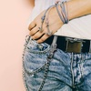 image:imageanezus 2Pcs Chain Belt Set Wallet Chain Pants Chain Pocket Chain with Keyring for Pants Belt Jeans Wallets and keys 16 amp 20