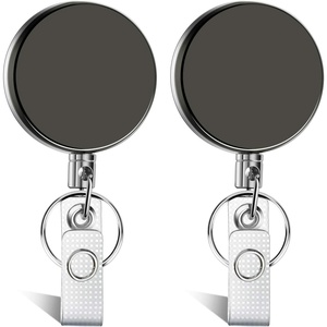 image:imageAnezus 2 Pack Retractable Badge Holder Badge Reels Clip Retractable Keychain Heavy Duty ID Badge Holder Retractable with Belt Clip Key Ring for Name Card Keycard