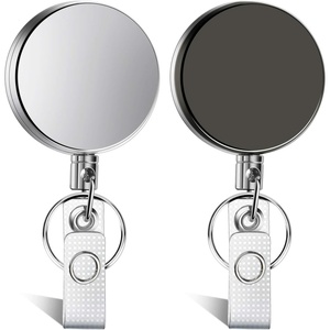 image:imageAnezus 2 Pack Retractable Badge Holder Retractable Keychain Heavy Duty ID Card Badge Holder Retractable Reel Clip with Key Ring Belt Clip for Name Card Keycard