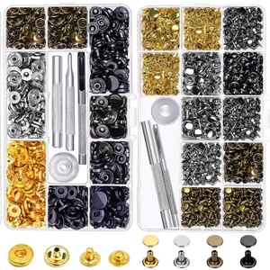 image:imageSnap Buttons and Leather Rivets Anezus 120 Set Leather Snap Fasteners Kit and 240 Sets Leather Rivets with Setting Tools for Leather Craft Repairs Decoration