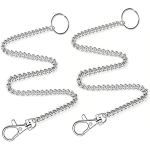 image:imageanezus 2Pcs Chain Belt Set Wallet Chain Pants Chain Pocket Chain with Keyring for Pants Belt Jeans Wallets and keys 16 amp 20
