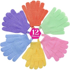 image:imageanezus Exfoliating Gloves 6 Pairs Shower Scrub Gloves Bath Loofah Glove Exfoliating for Women to Remove Dead Skin for Body Exfoliate 6 Colors