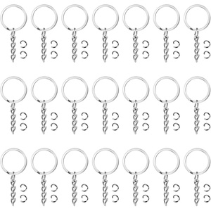 image:imageanezus Key Chain Rings 100Pcs Key Chains Keychain Rings Bulk Flat Key Ring Blanks Key Hook Keychain Hardware for Shrinky Dink and Keychain Craft